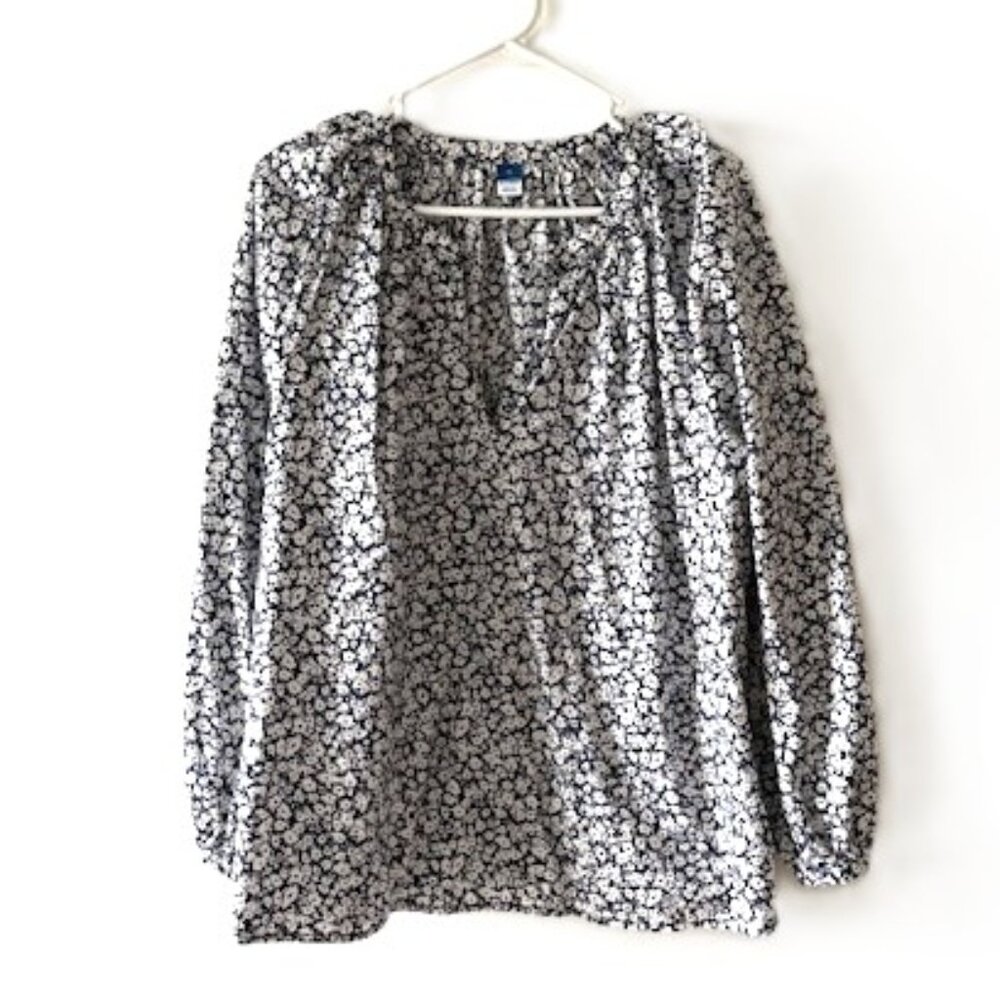 Old Navy Floral All-Cotton Top with Long Sleeves